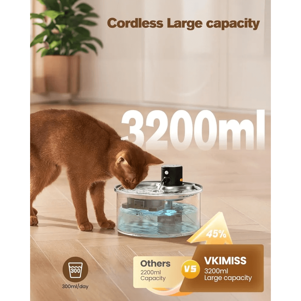 Wireless Pet Drinking Fountain Bowl