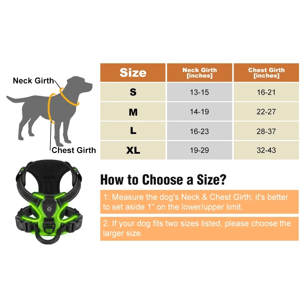 Rechargeable LED Glowing Dog Harness-3