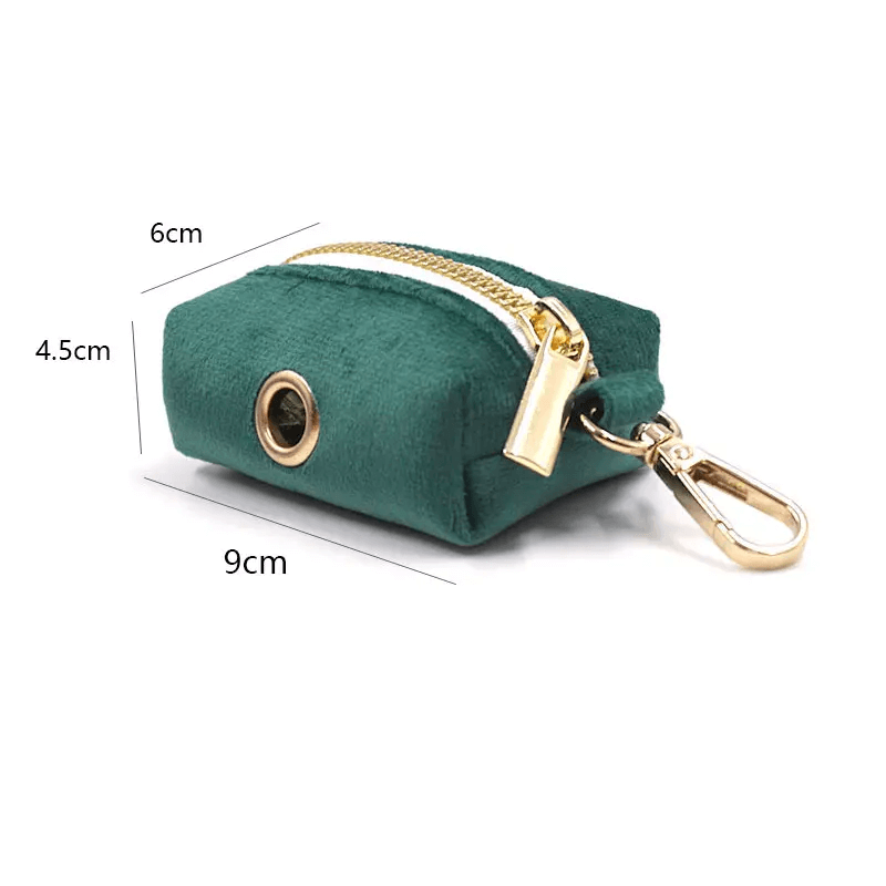 Velvet Training Collar + Poop Bag Holder – Emerald